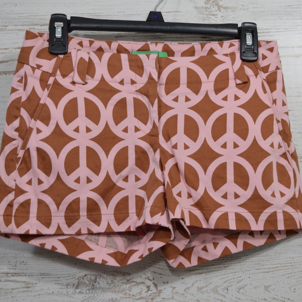 Jules Reid  Brown & Pink Peace Sign Shorts  Size 2